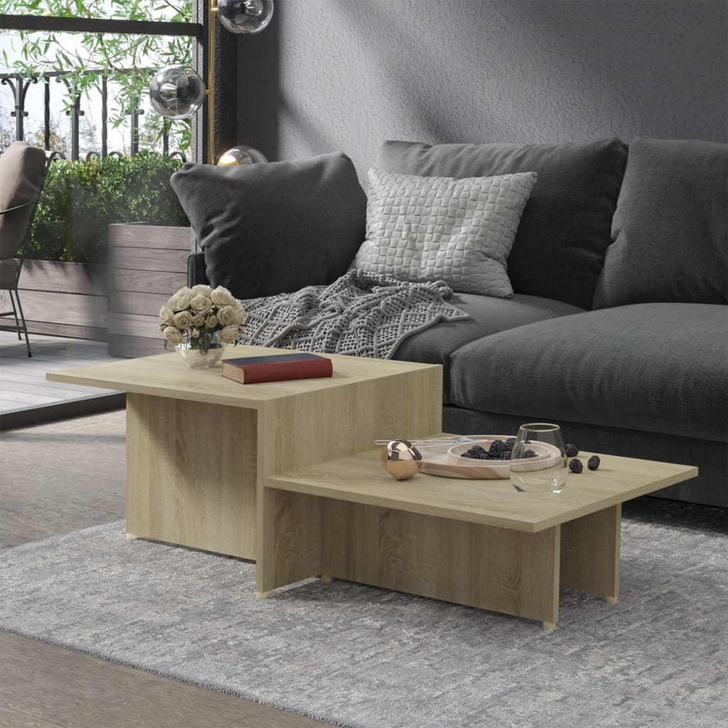 vidaXL sofabord 111,5x50x33 cm konstrueret træ sonoma-eg