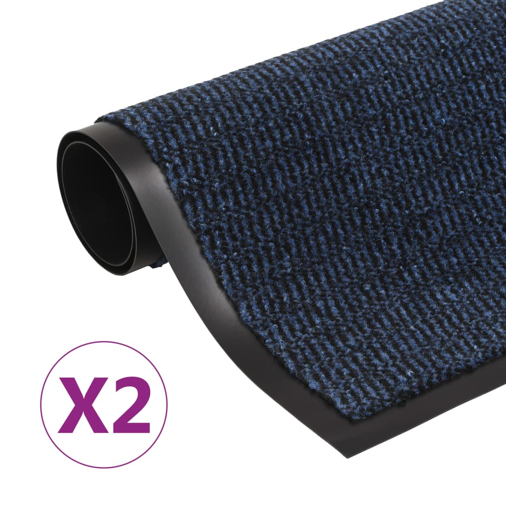 vidaXL måtter med støvkontrol 2 stk. rektangulær tuftet 90 x 150 cm blå