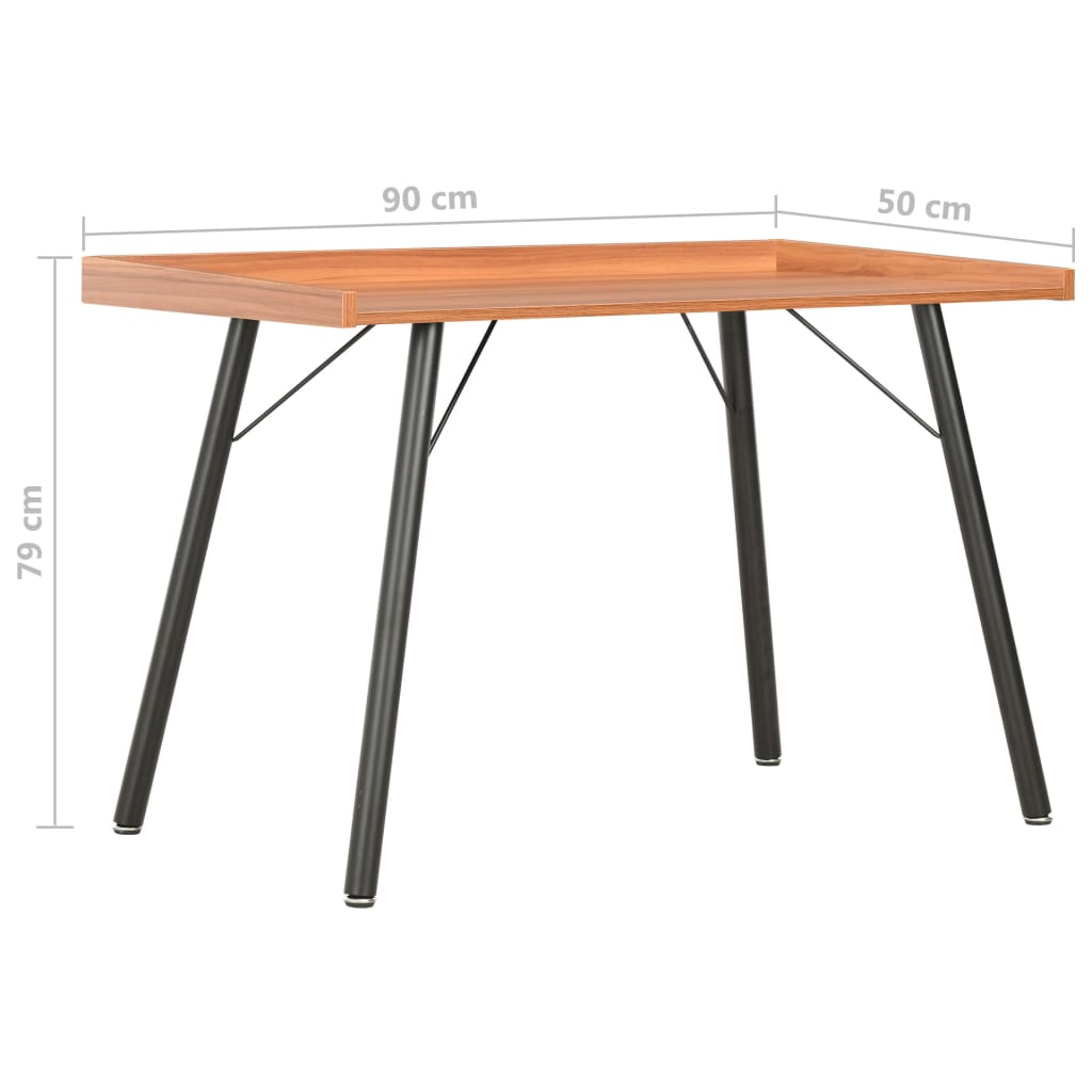 vidaXL skrivebord 90 x 50 x 79 cm brun