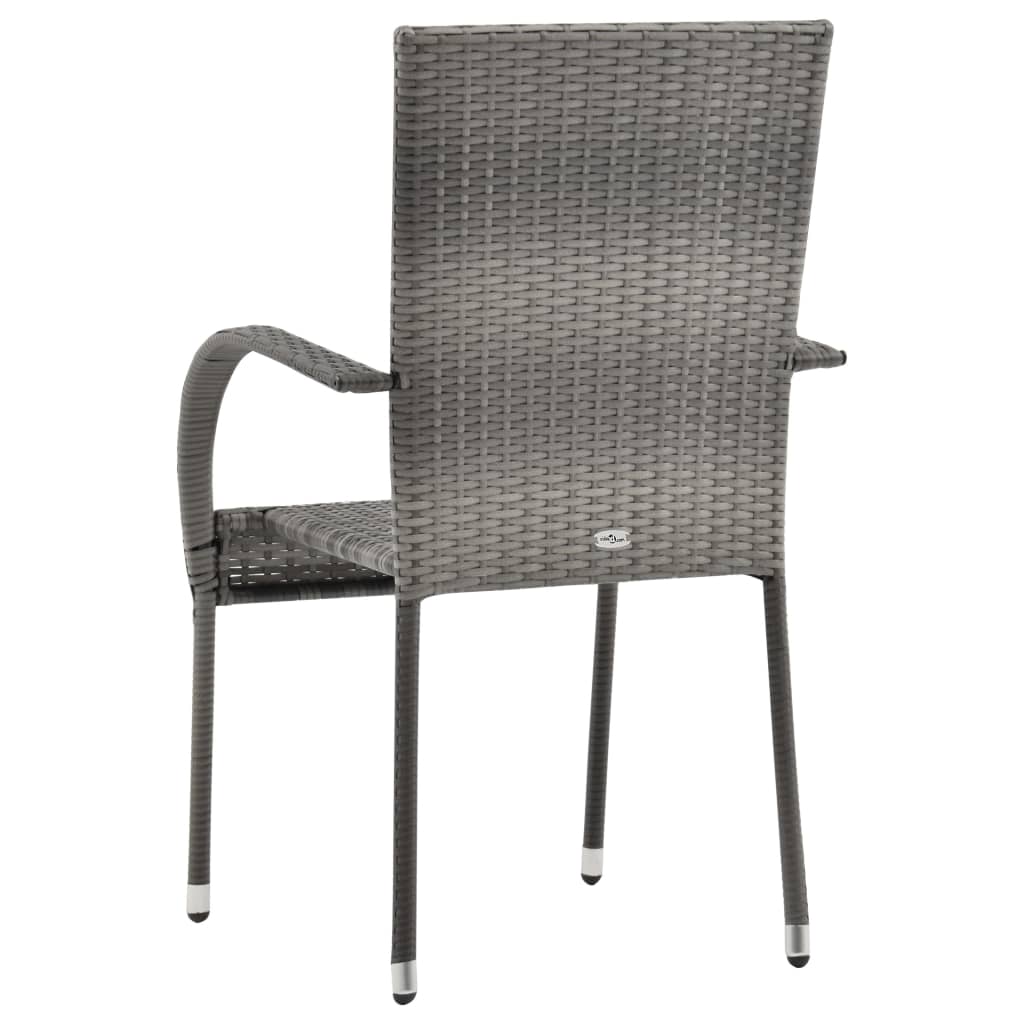 vidaXL stabelbare udendørsstole 2 stk. polyrattan grå