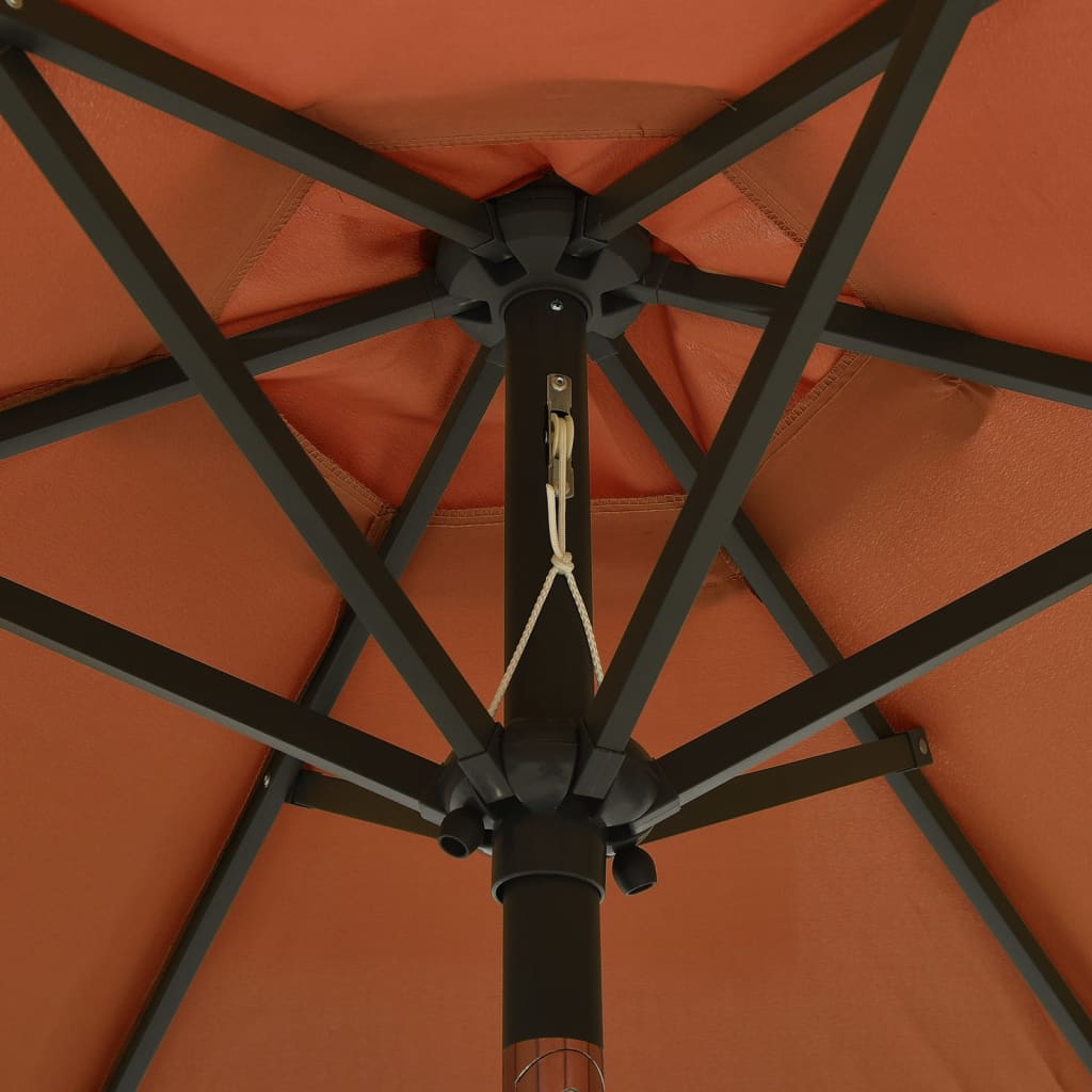 vidaXL parasol med LED-lys 200x211 cm aluminium terrakotta
