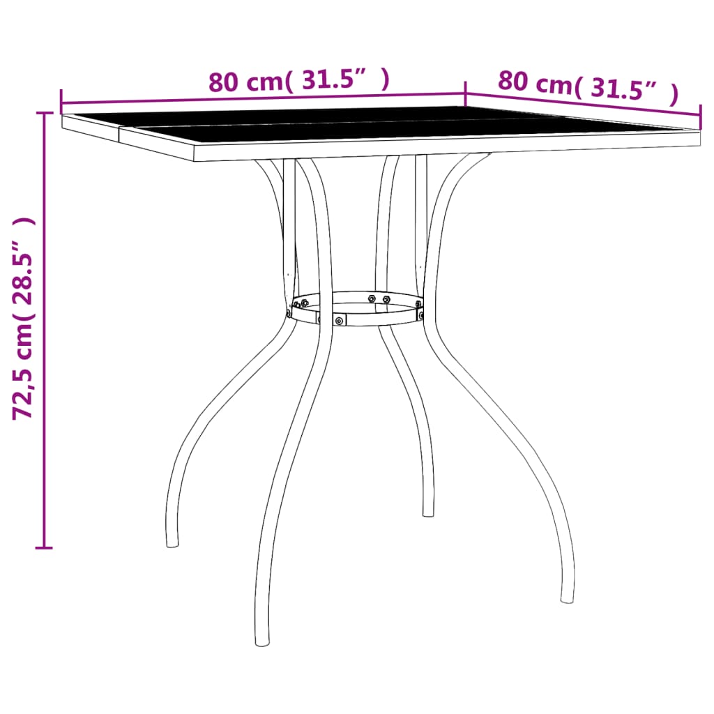 vidaXL spisebordssæt til haven 3 dele stål antracitgrå
