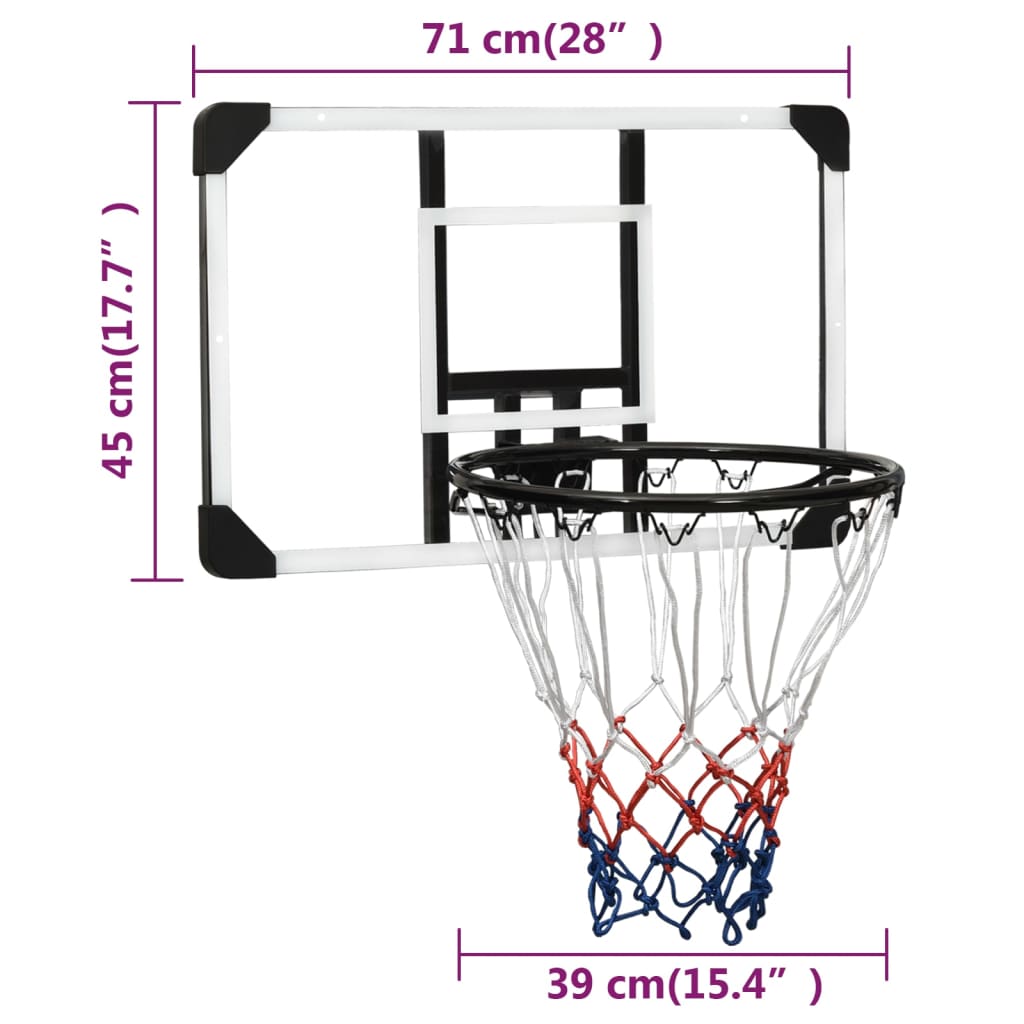 vidaXL bagplade til basketkurv 71x45x2,5 cm polycarbonat transparent