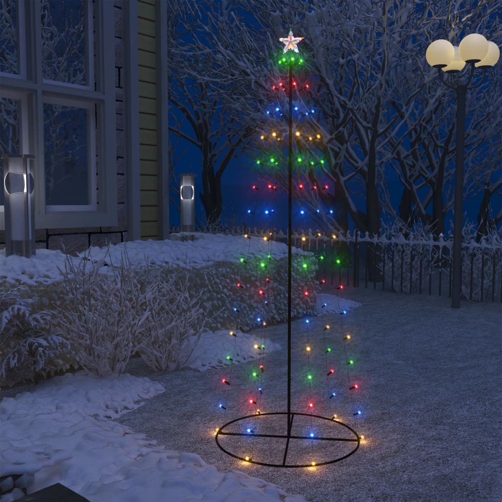 vidaXL kegleformet juletræ 100 LED'er 70x180 cm flerfarvet