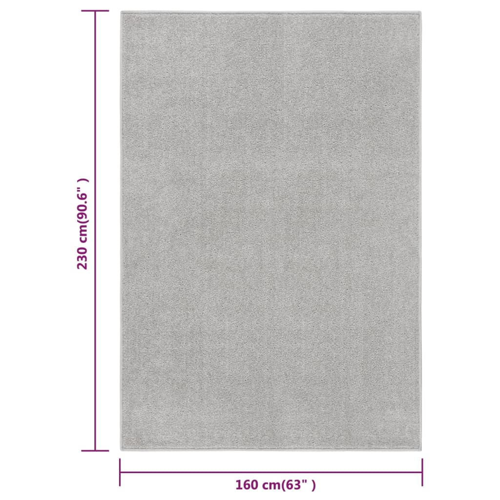 vidaXL gulvtæppe 160x230 cm kort luv lysegrå