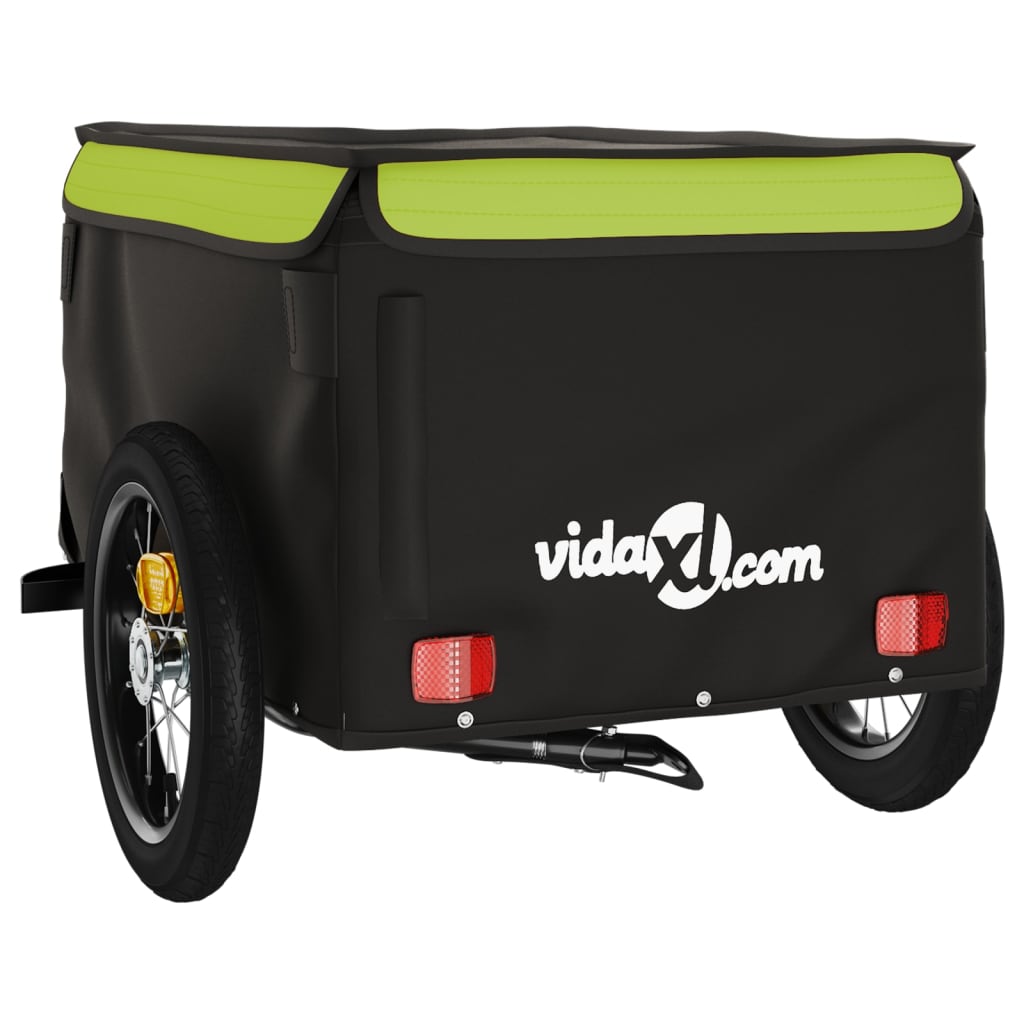 vidaXL cykelanhænger 30 kg jern sort og grøn