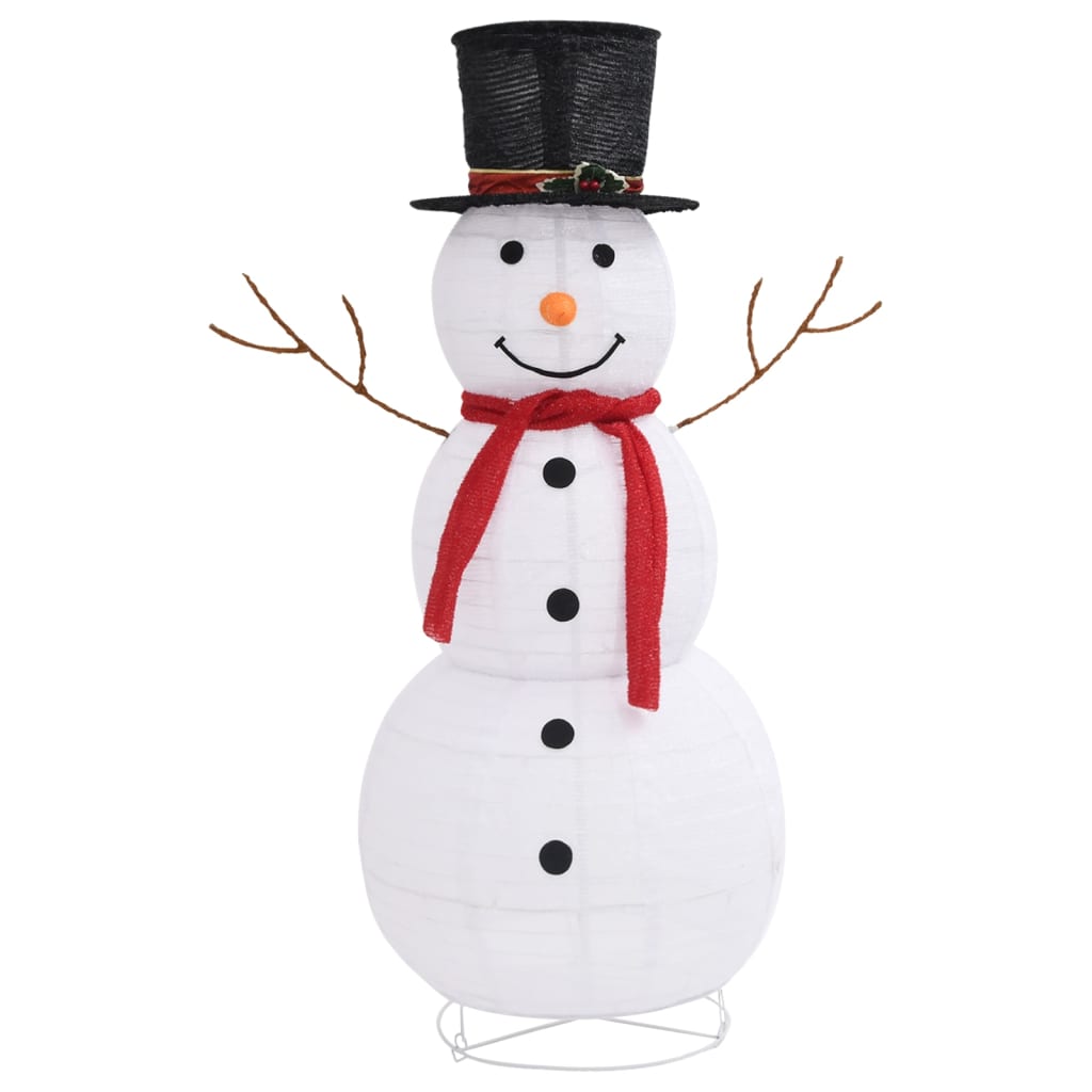 vidaXL dekorativ snemand med LED-lys 120 cm luksuriøst stof