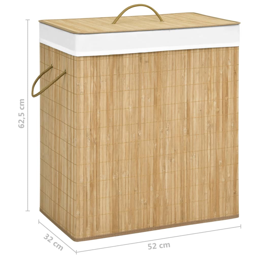 vidaXL vasketøjskurv med 2 rum 100 l bambus