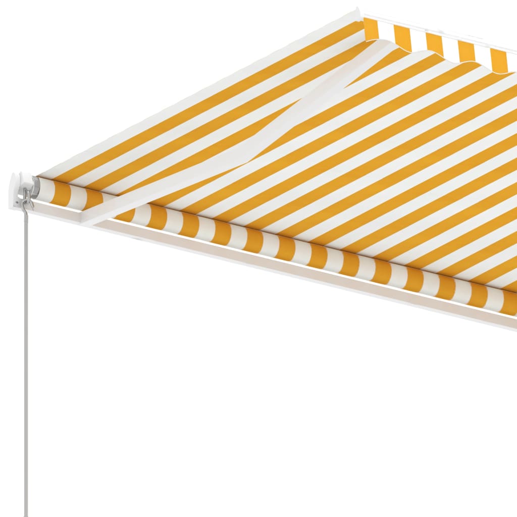vidaXL fritstående markise 450x300 cm manuel betjening gul og hvid
