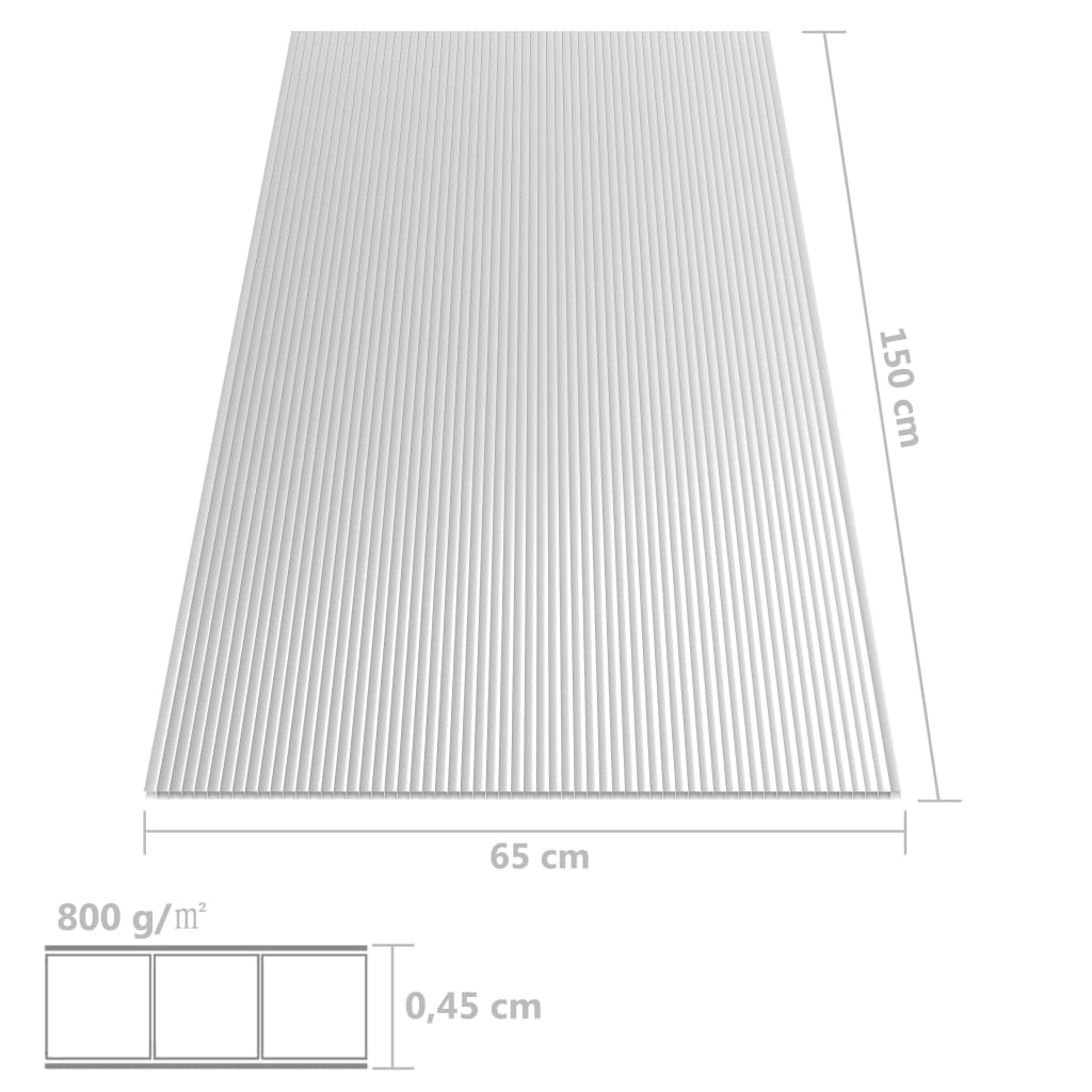 vidaXL polykarbonatplader 2 stk. 4,5 mm 150x65 cm