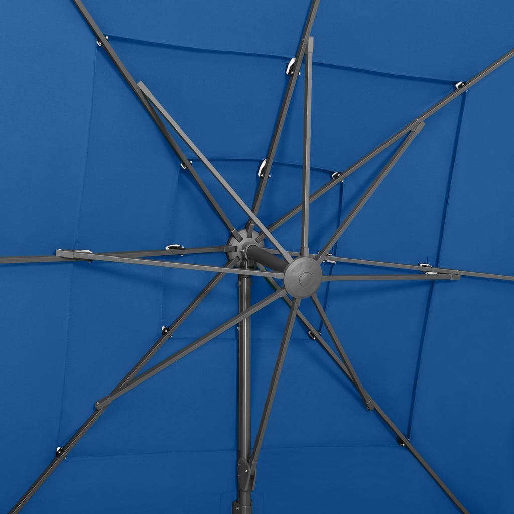 vidaXL parasol med aluminiumsstang i 4 niveauer 250x250 cm azurblå