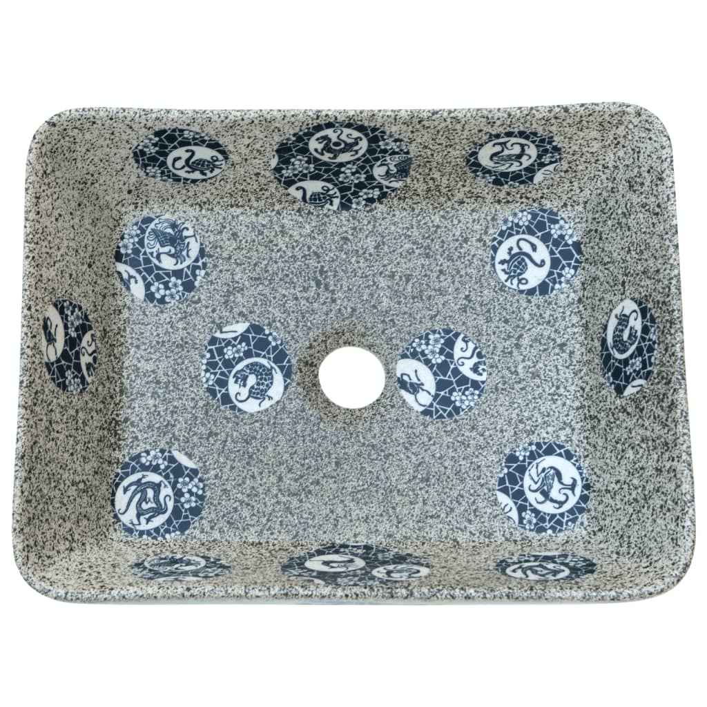 vidaXL håndvask til bord 46x35,5x13 cm rektangulær keramik flerfarvet