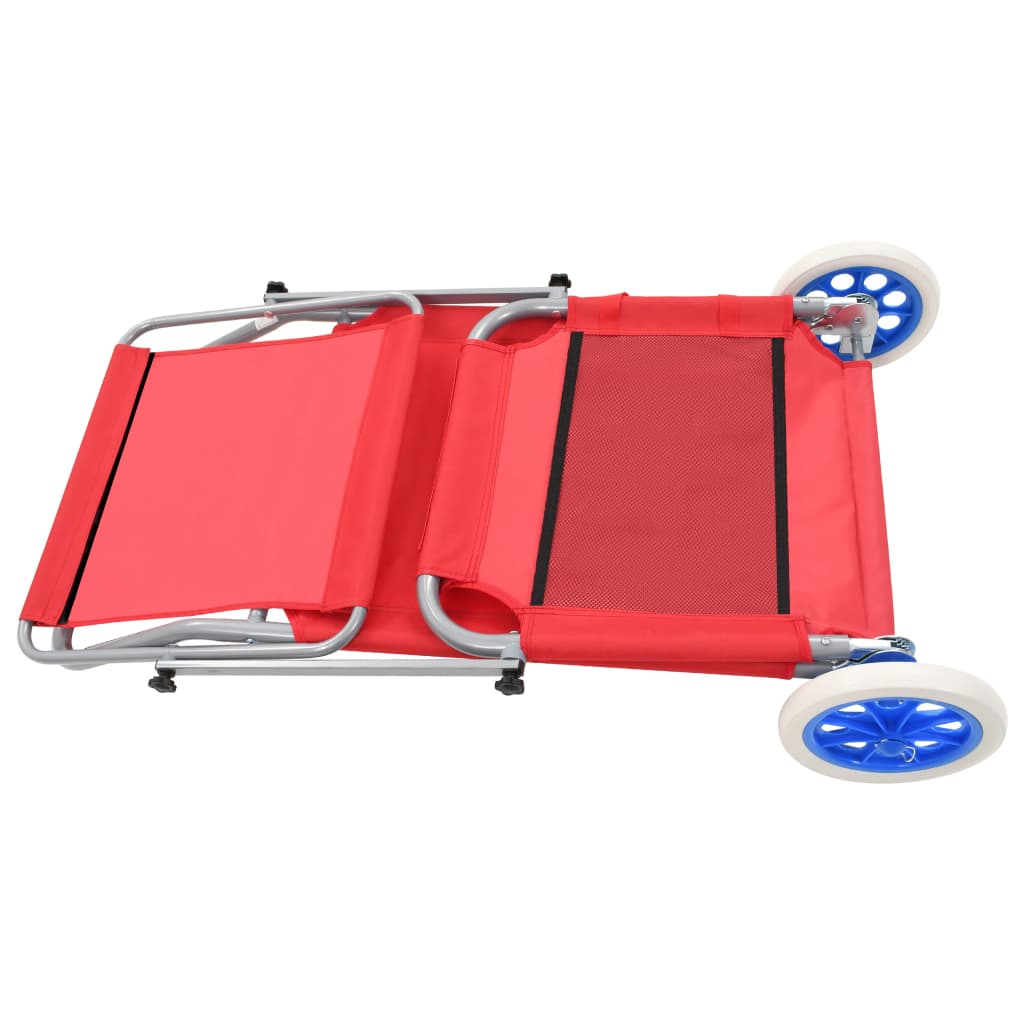 vidaXL foldbar liggestol med baldakin og hjul stål rød
