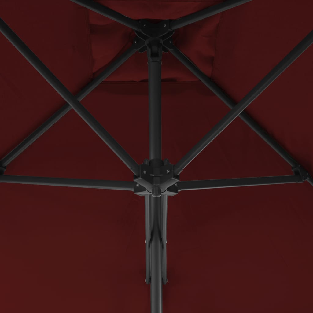 vidaXL parasol med stålstang 250x250x230 cm bordeauxfarvet
