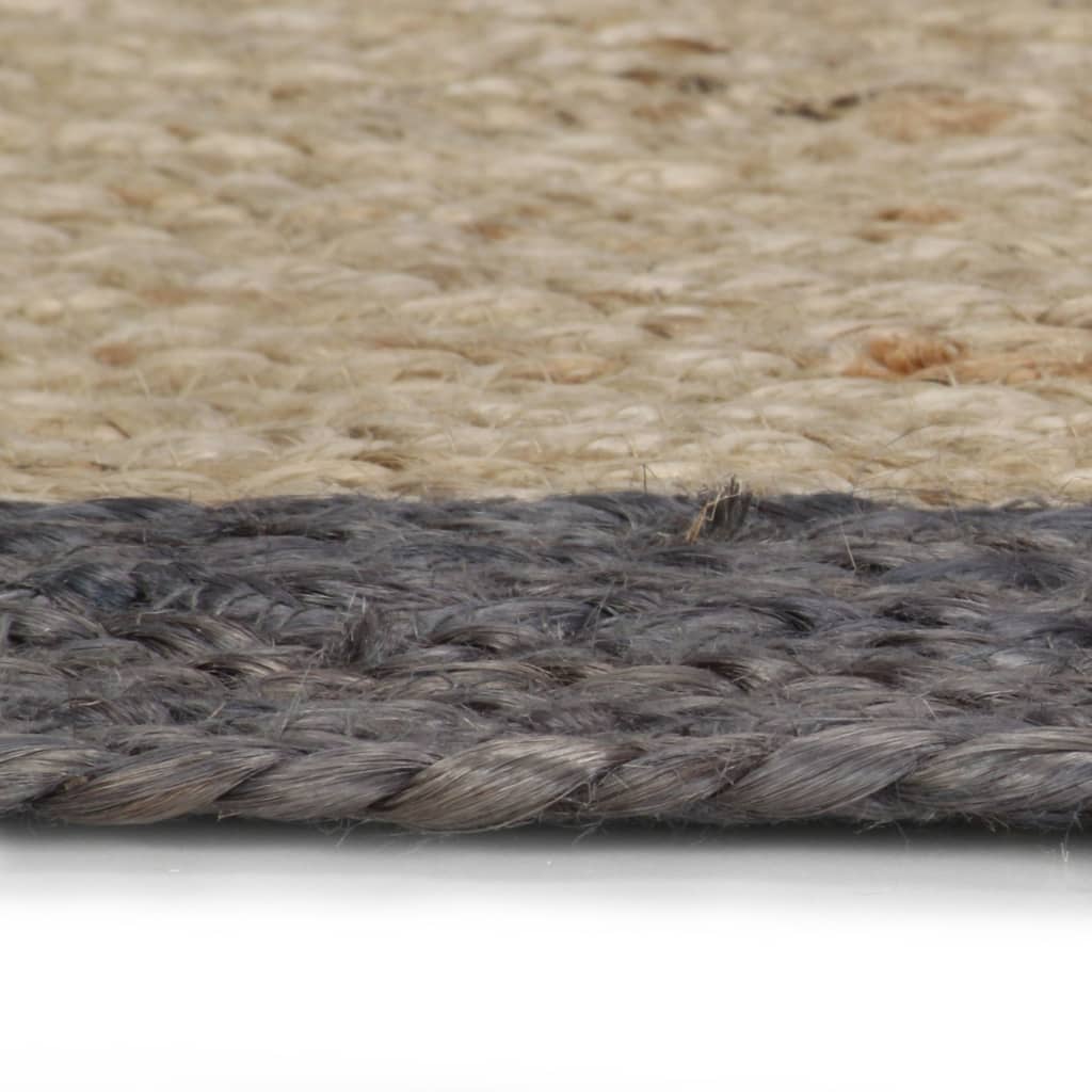 vidaXL håndlavet tæppe med mørkegrå kant jute 90 cm