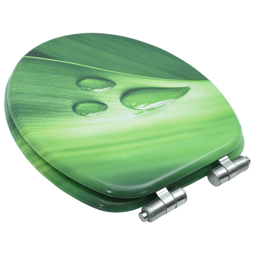 vidaXL toiletsæde med soft close-låg MDF vanddråbedesign grøn