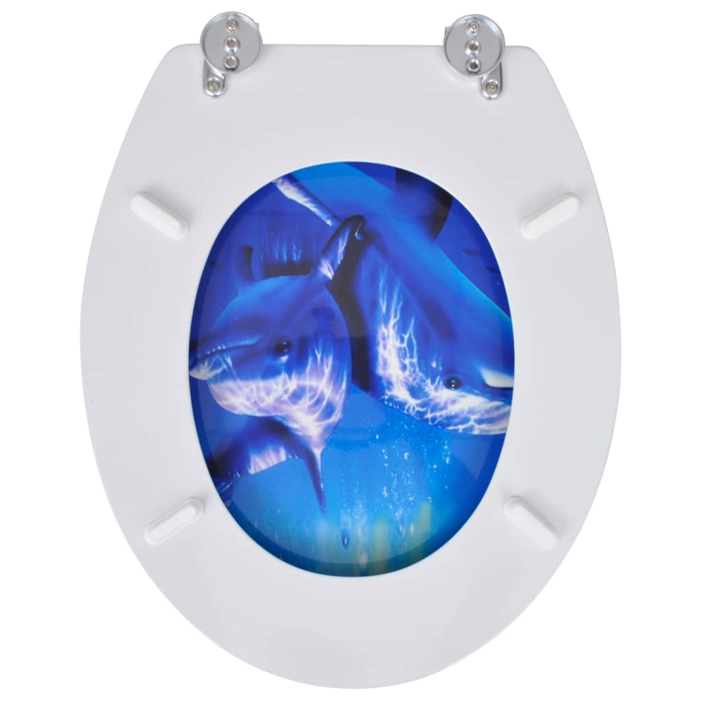 vidaXL toiletsæder med låg 2 stk. delfindesign MDF