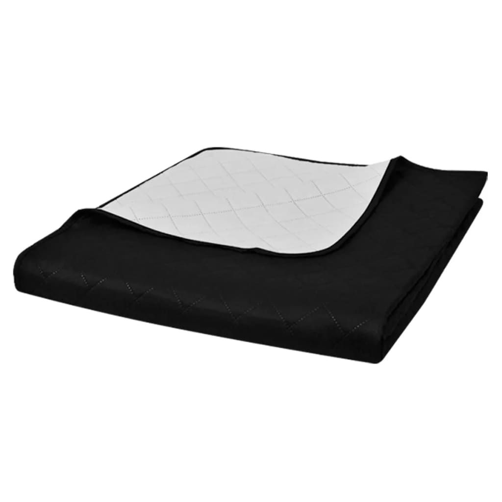 vidaXL dobbeltsidet quiltet sengetæppe 220x240 cm sort/hvid