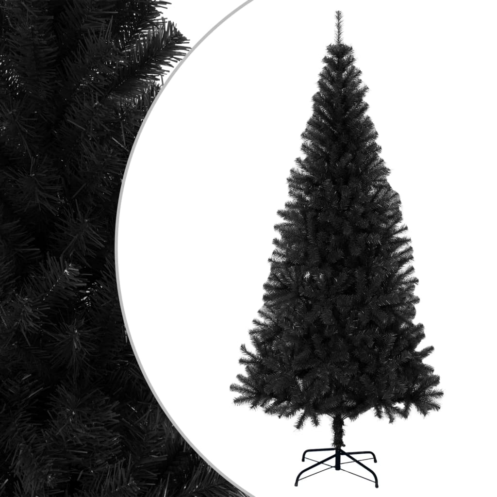 vidaXL kunstigt juletræ med juletræsfod 210 cm PVC sort