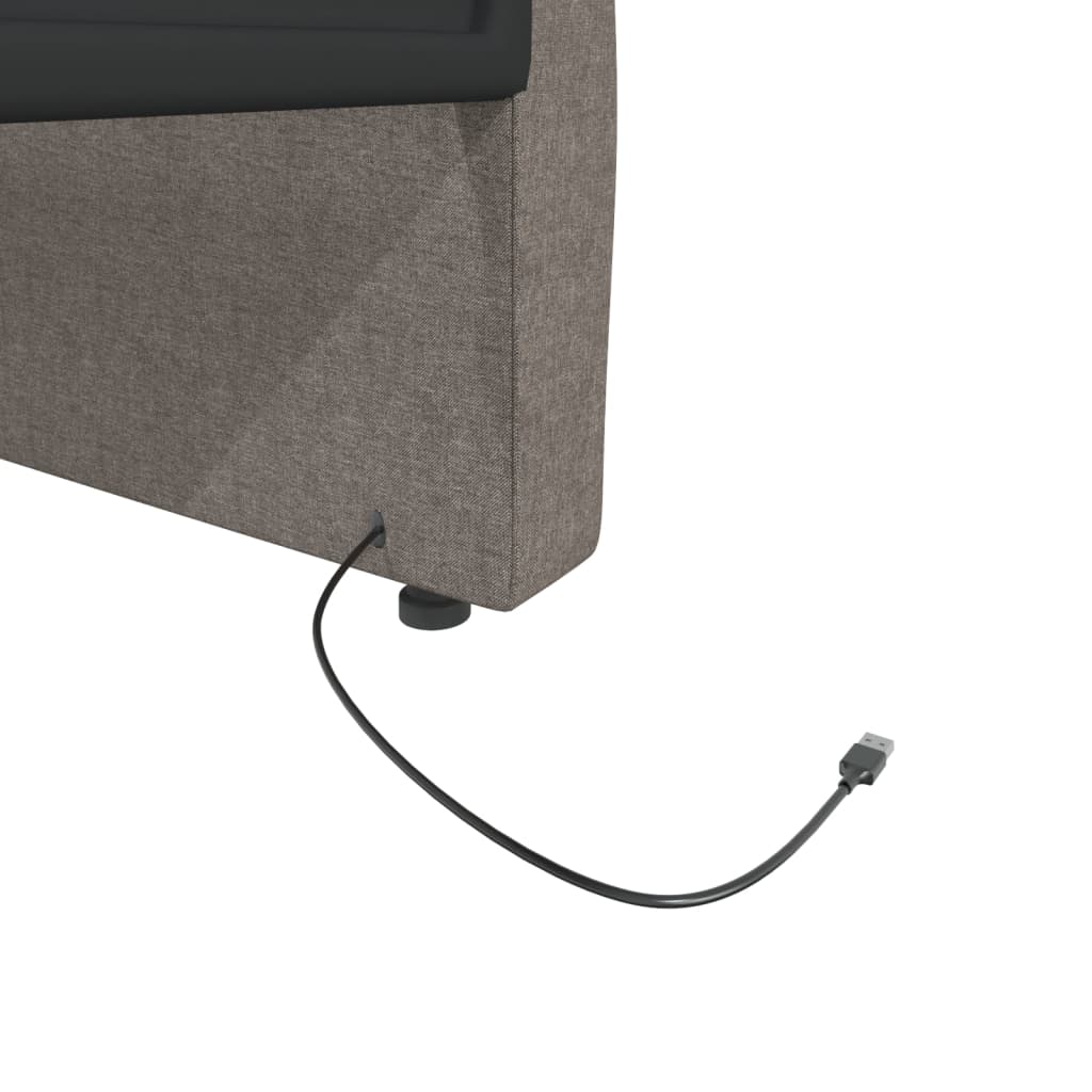 vidaXL daybed med madras og USB 90x200 cm stof gråbrun