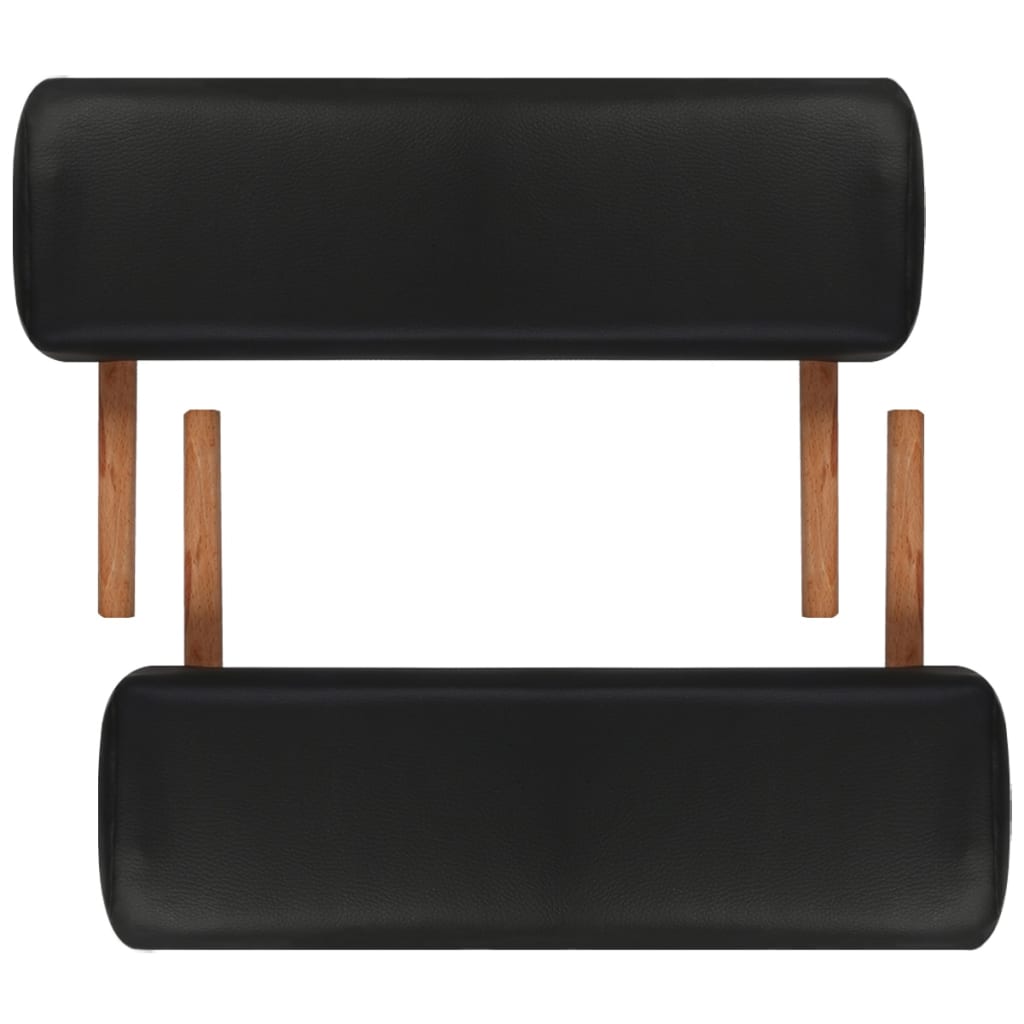 vidaXL sammenfoldeligt massagebord med træstel 2 zoner sort