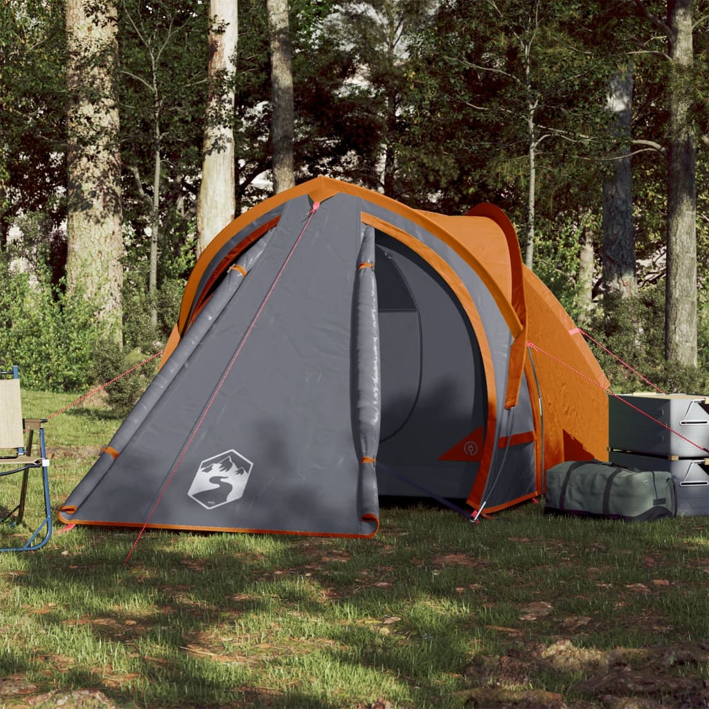 vidaXL 2-personers campingtelt vandtæt grå og orange