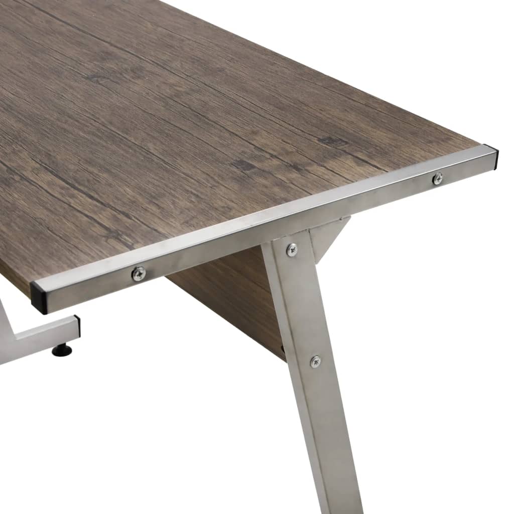 vidaXL hjørneskrivebord konstrueret træ brun