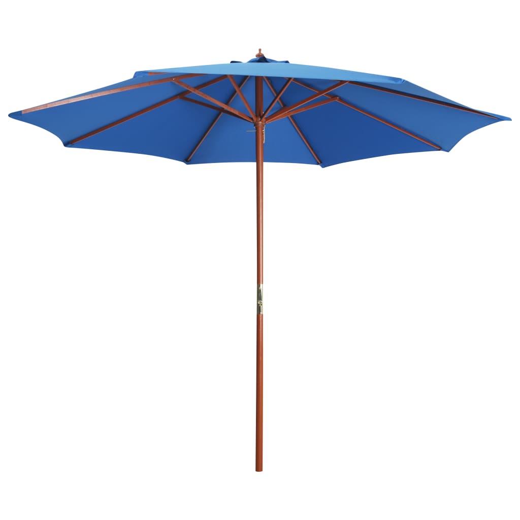 vidaXL parasol med træstang 300 x 258 cm blå