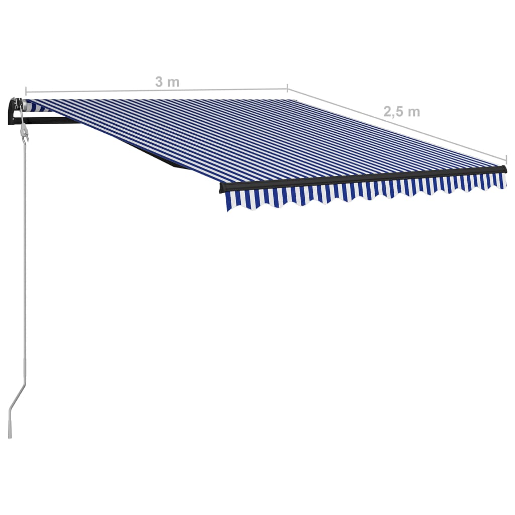 vidaXL foldemarkise automatisk betjening 300x250 cm blå og hvid