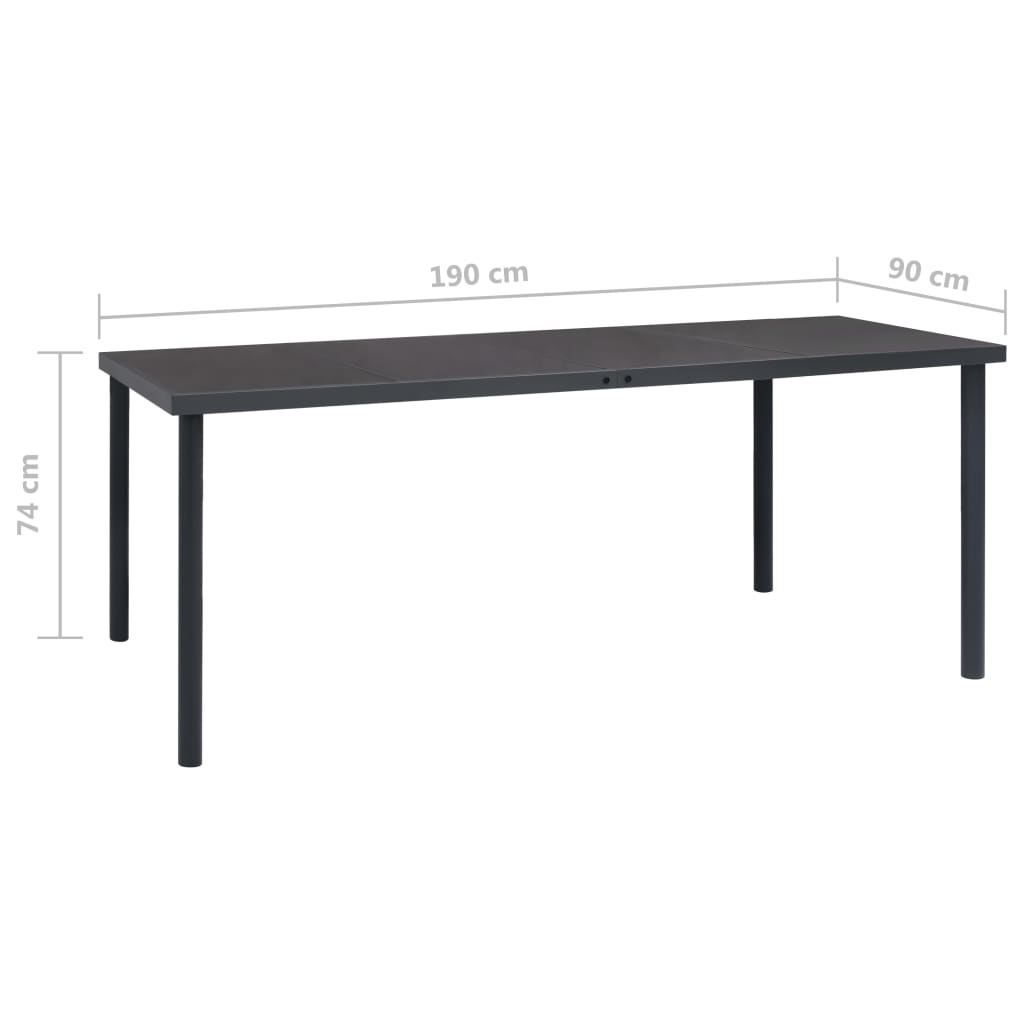 vidaXL udendørs spisebordssæt 7 dele stål antracitgrå