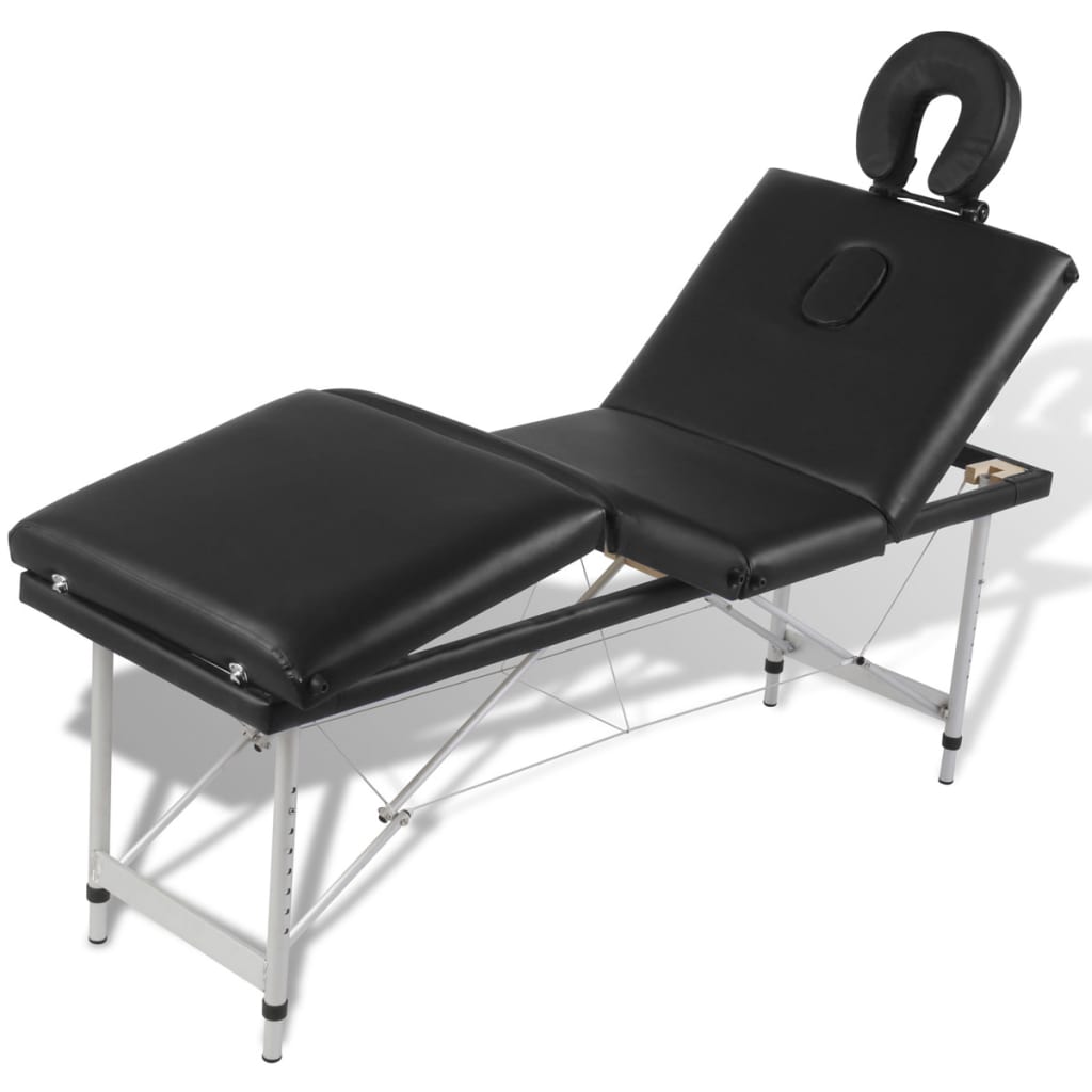 vidaXL massagebord foldbart 4 zoner aluminiumsstel sort