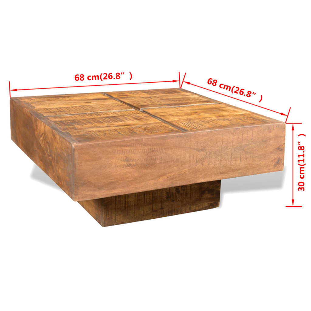vidaXL sofabord firkantet massivt mangotræ brun