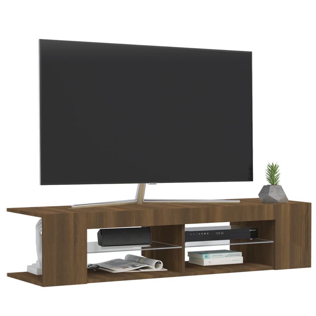 vidaXL tv-bord med LED-lys 135x39x30 cm brun eg