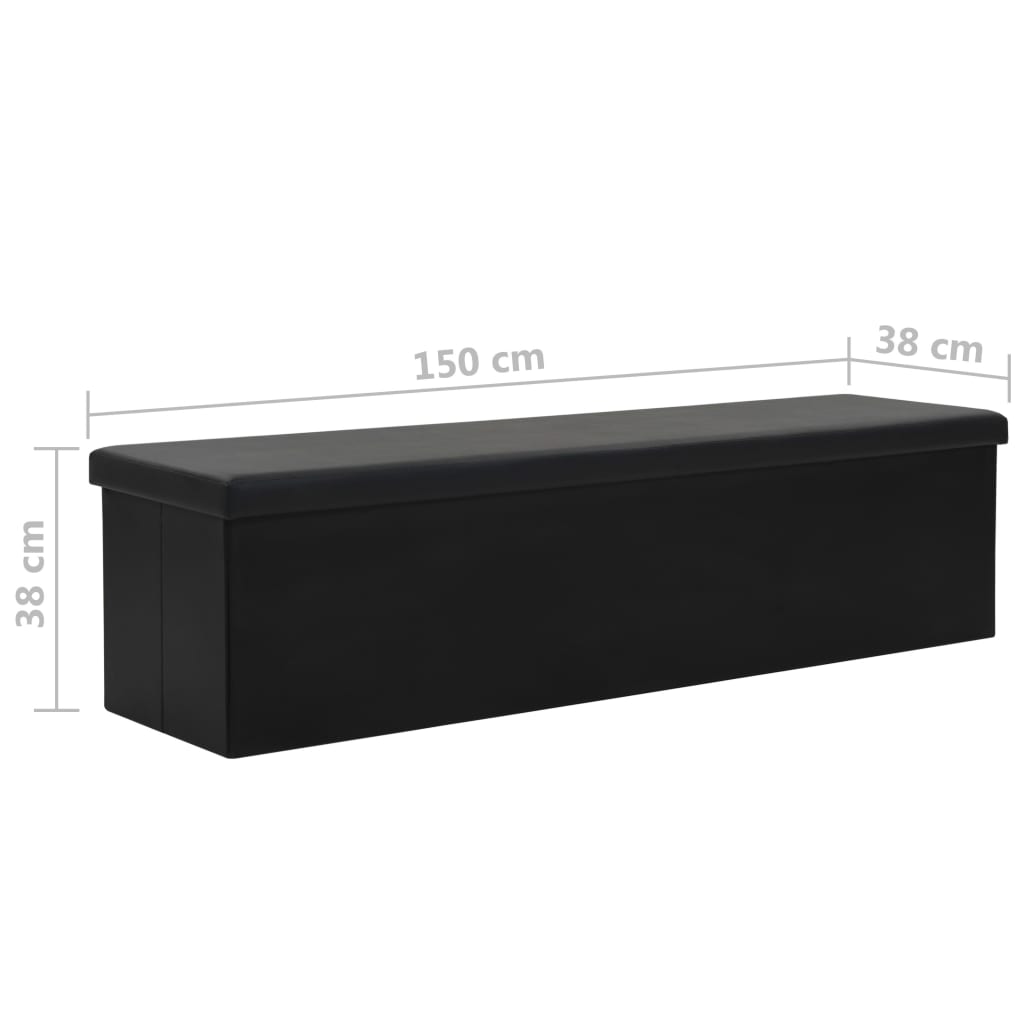 vidaXL foldbar opbevaringsbænk kunstlæder 150 x 38 x 38 cm sort