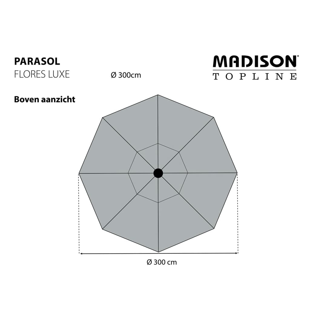 Madison parasol Flores Luxe 300 cm rund gråbrun