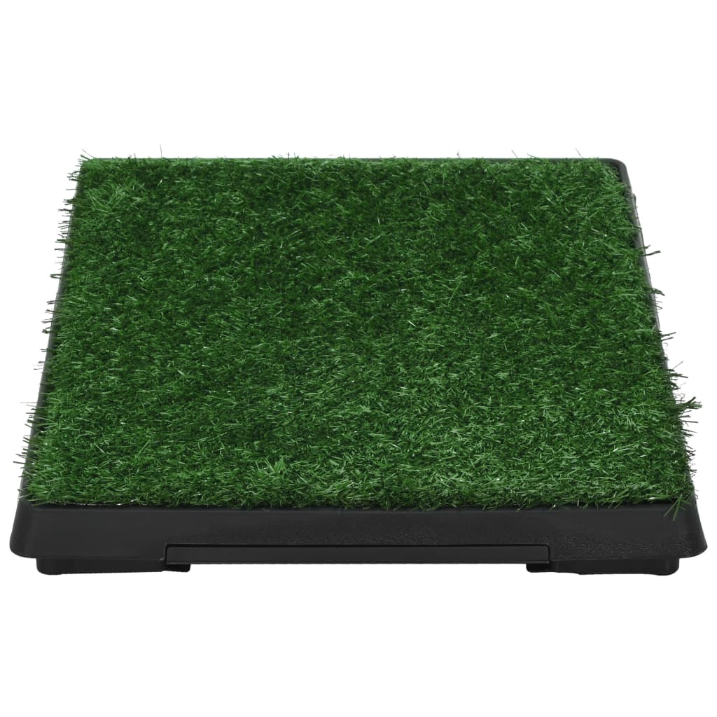 vidaXL kæledyrstoilet med bakke og kunstgræs 63x50x7 cm grøn
