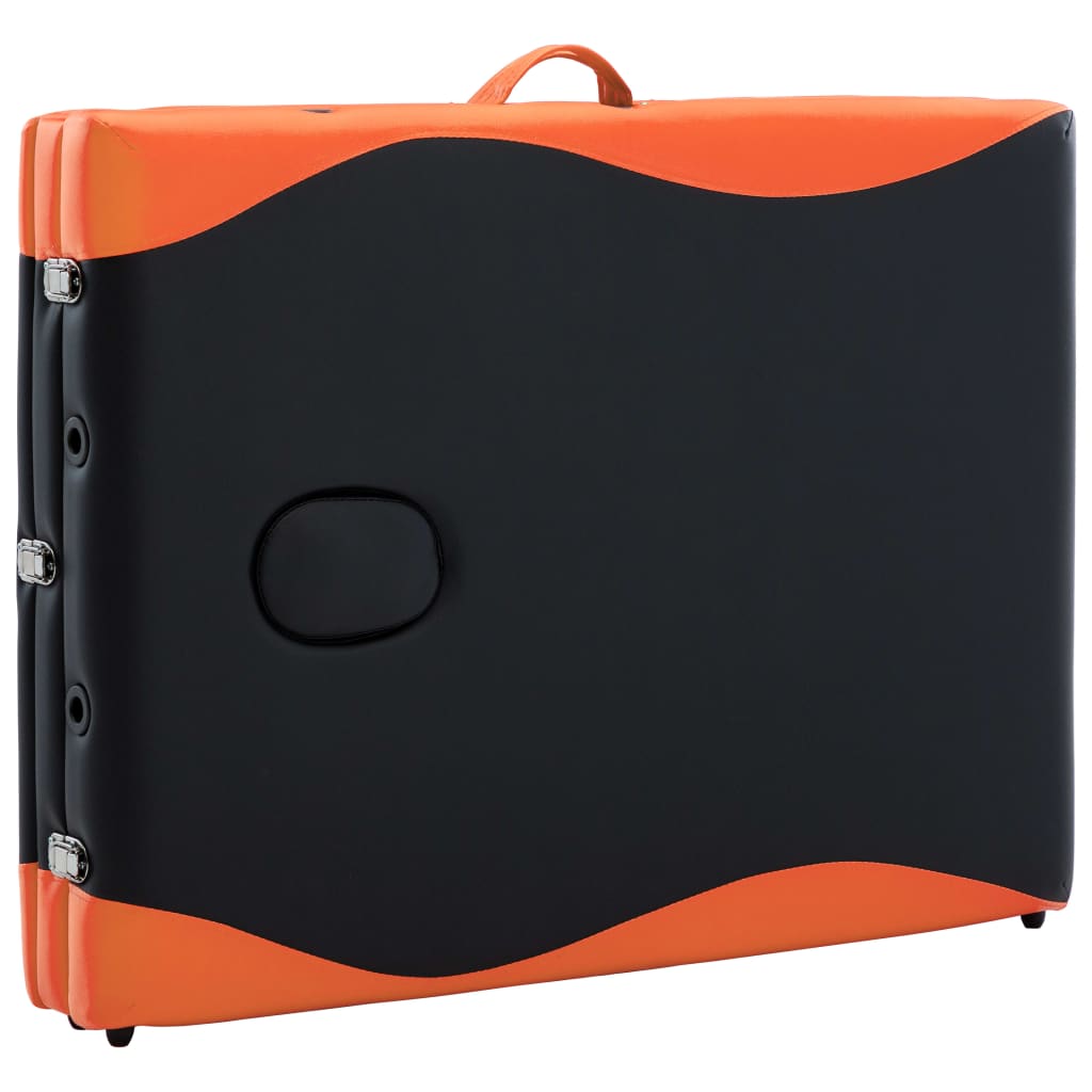 vidaXL foldbart massagebord 3 zoner træ sort og orange