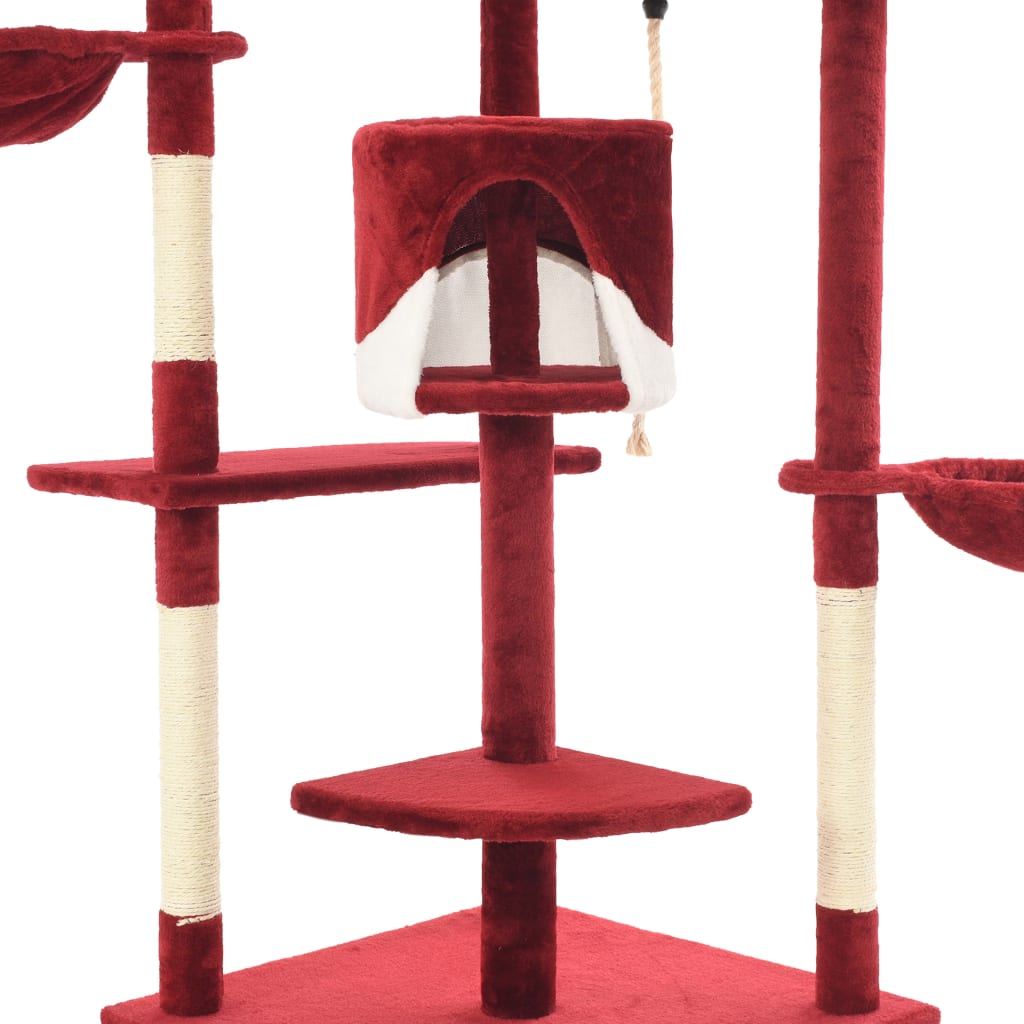 vidaXL kradsetræ til katte med sisal-kradsestolper 203 cm rød og hvid