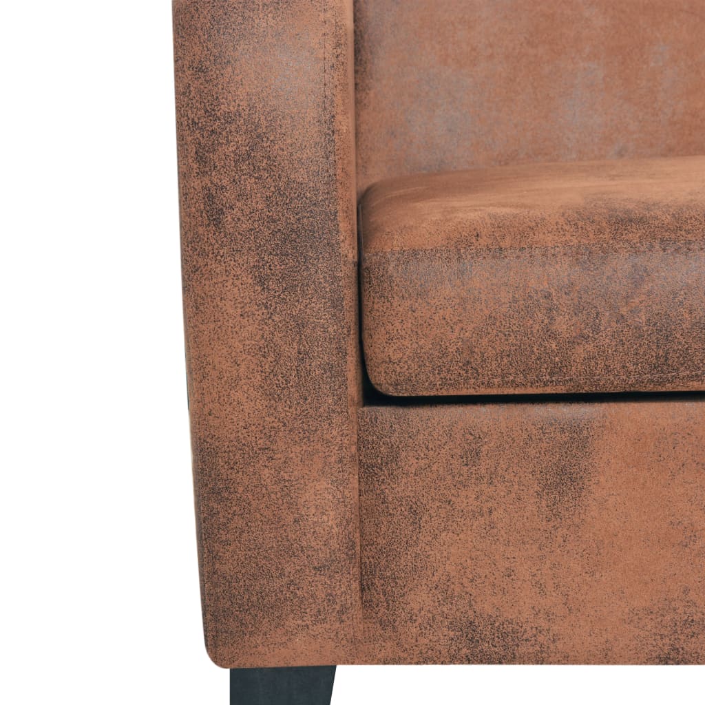 vidaXL 3-personers sofa imiteret ruskind brun