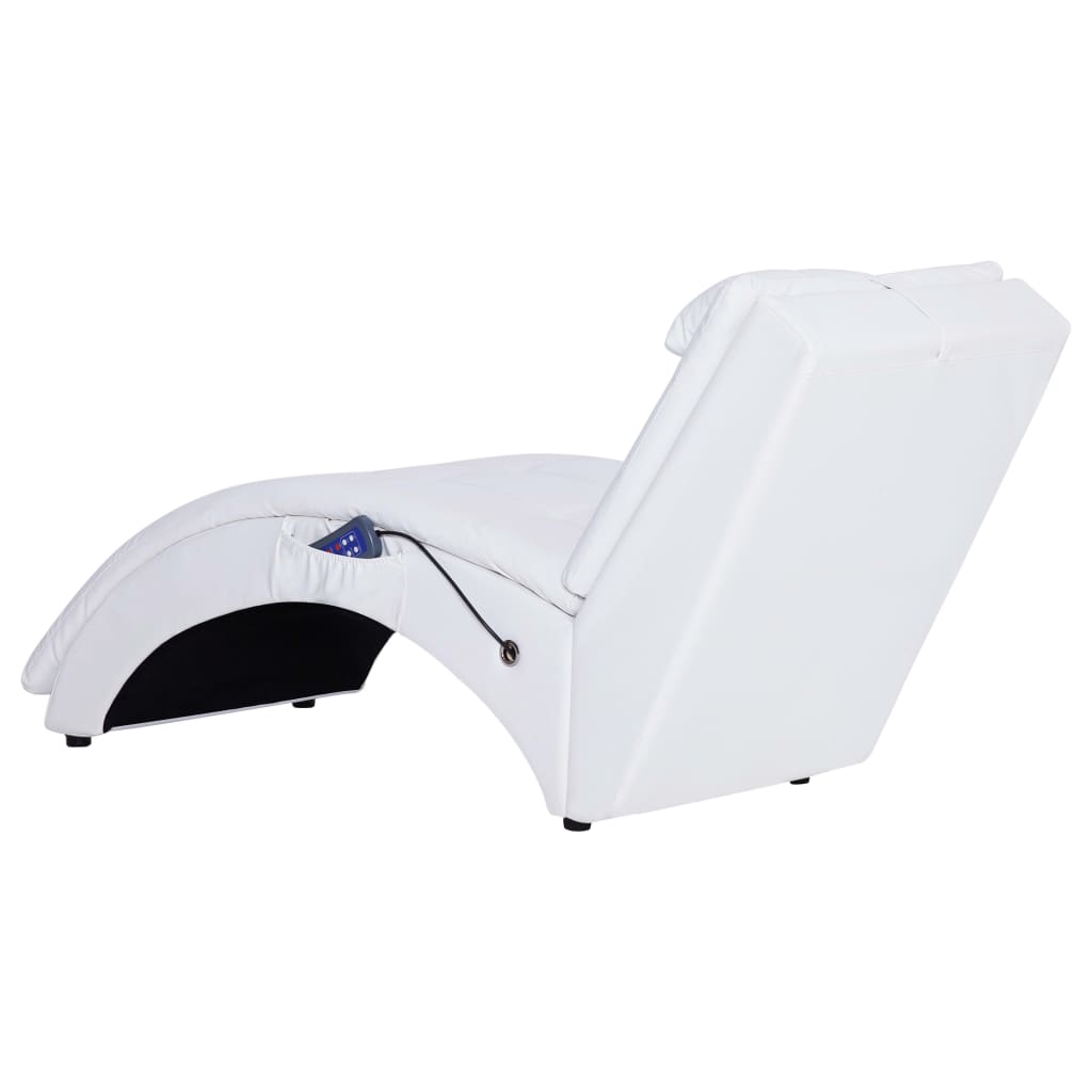 vidaXL massagechaiselong med pude hvid kunstlæder