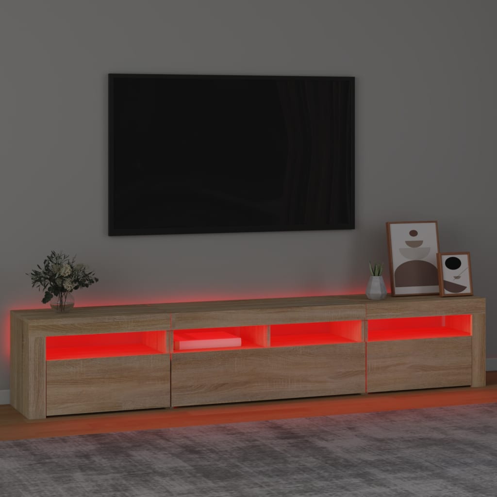 vidaXL tv-skab med LED-lys 210x35x40 cm Sonoma-eg