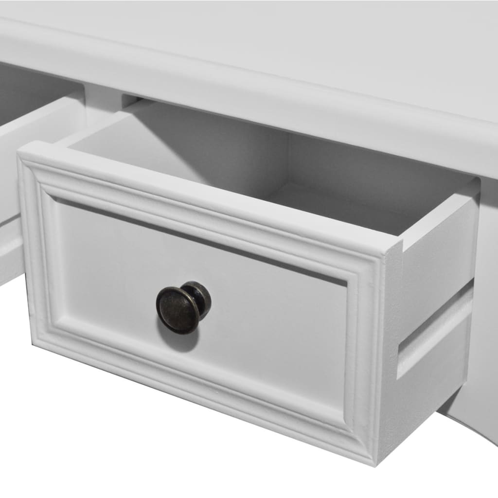 vidaXL konsolbord med tre skuffer hvid