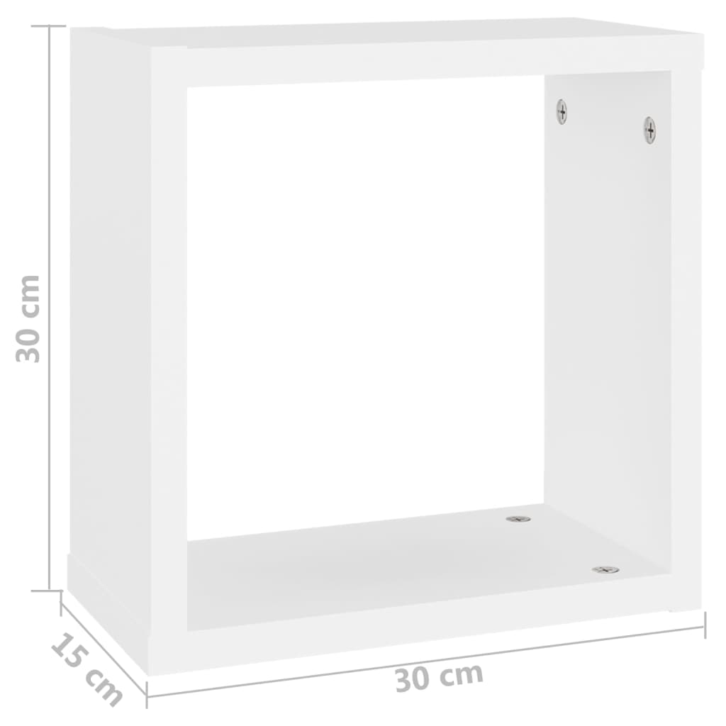 vidaXL væghylder 6 stk. 30x15x30 cm kubeformet hvid
