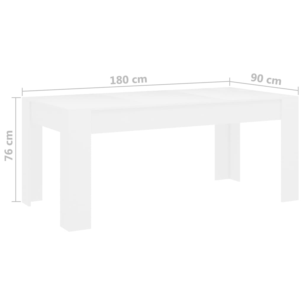 vidaXL spisebord 180x90x76 cm konstrueret træ hvid