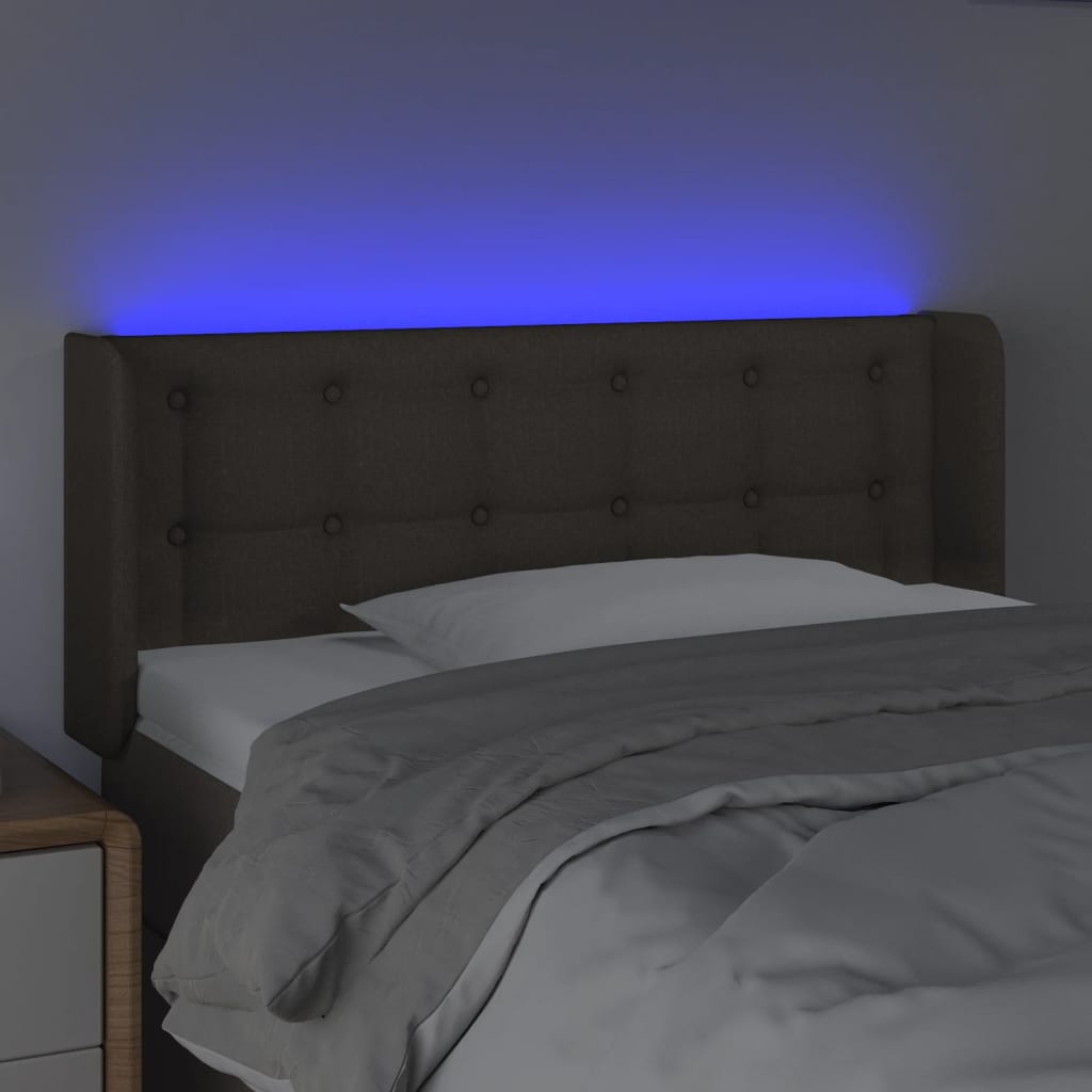 vidaXL sengegavl med LED-lys 103x16x78/88 cm stof gråbrun