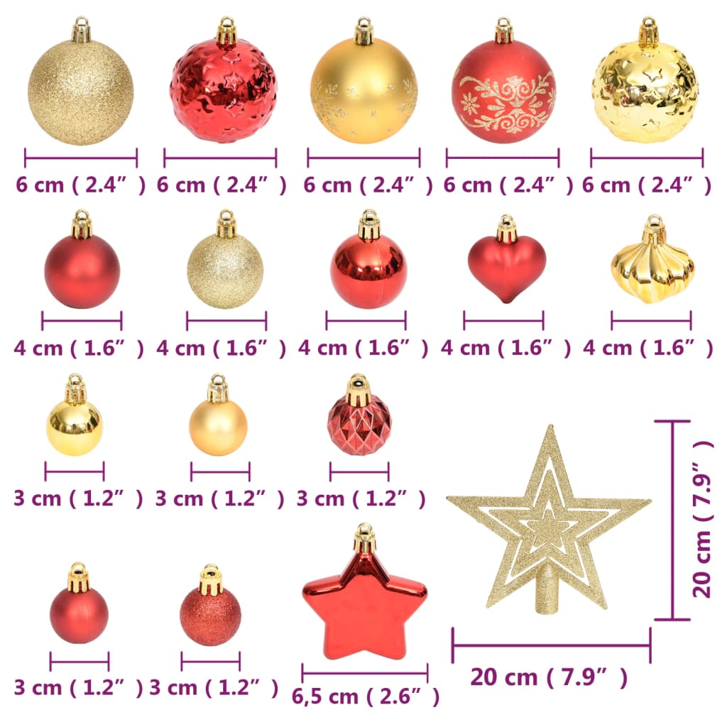 vidaXL julekugler 70 dele guldfarvet og rød