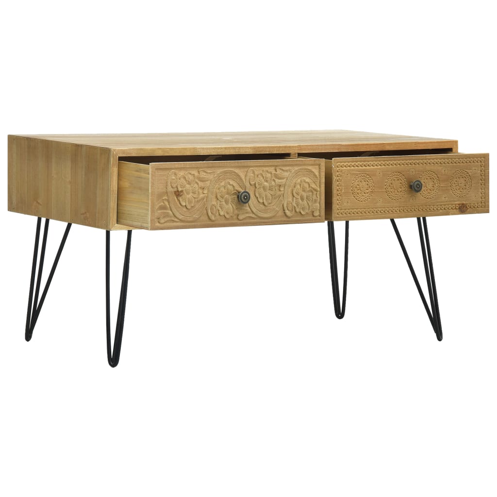 vidaXL sofabord 2 skuffer 80 x 40 x 40,5 cm udskåret design træ brun