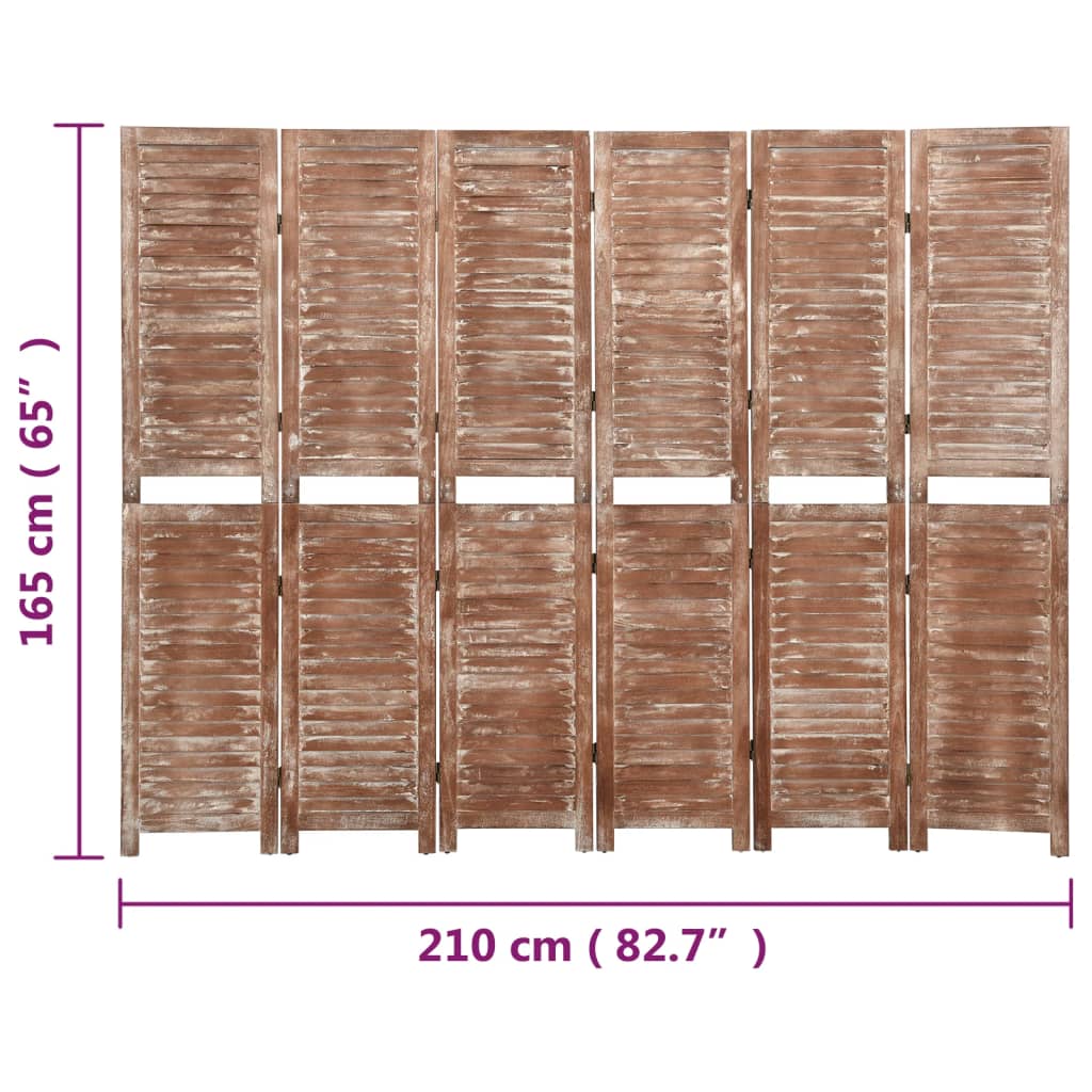 vidaXL 6-panels rumdeler 210x165 cm massivt kejsertræ
