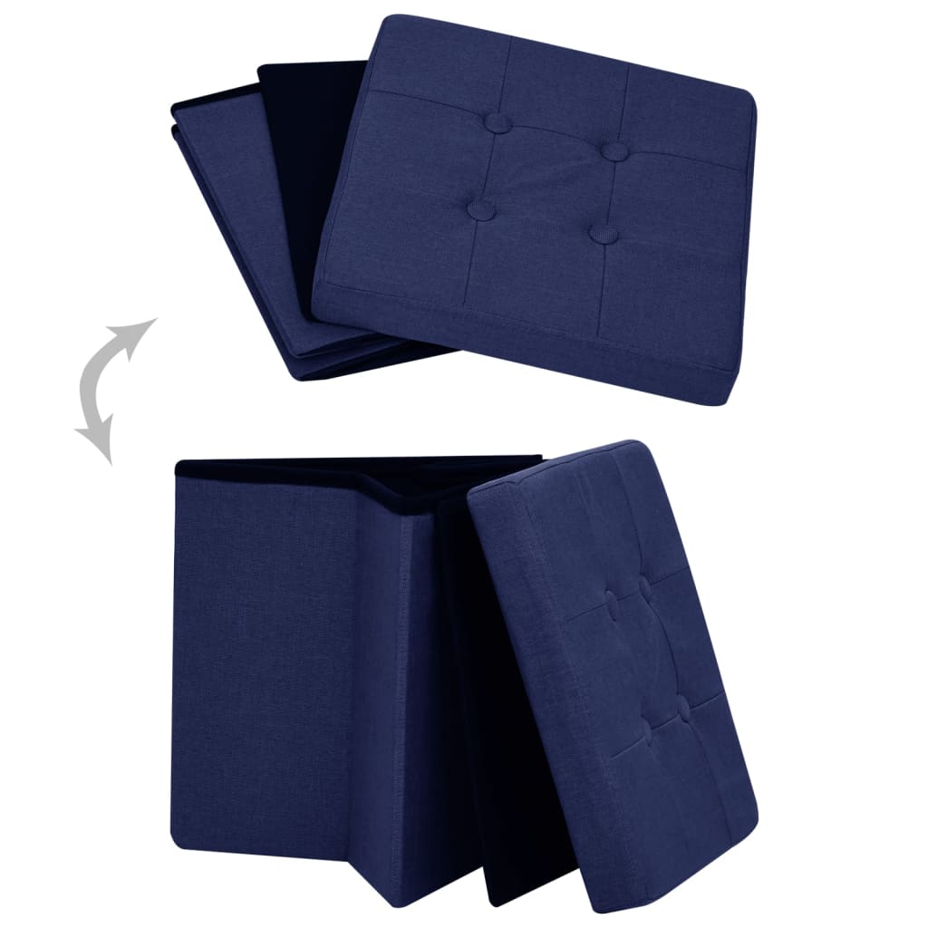 vidaXL foldbare opbevaringspuffer 2 stk. kunstlærred blå
