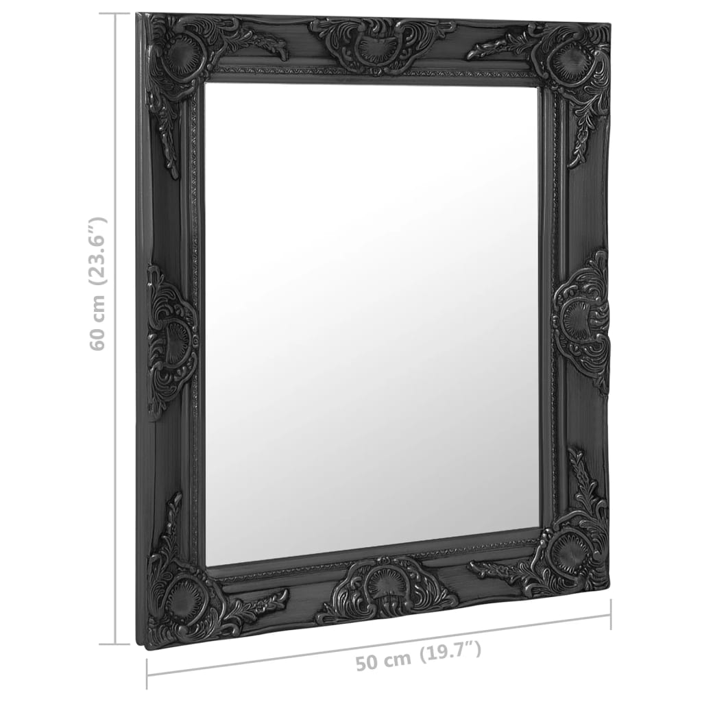 vidaXL vægspejl barokstil 50x60 cm sort